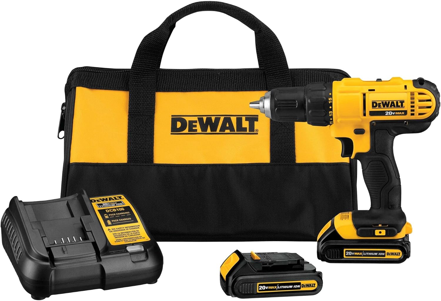 DEWALT 20V Max Cordless Drill/Driver Kit, 2 Batteries